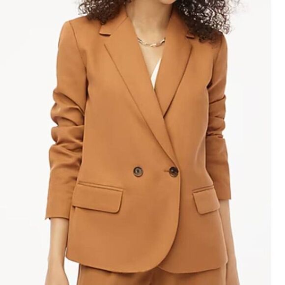 J Crew Women's Drapey Twill‎ Double Breasted Brown Blazer Brown Size 18 - Picture 1 of 6